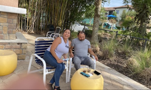 woman and a man posing for a picture