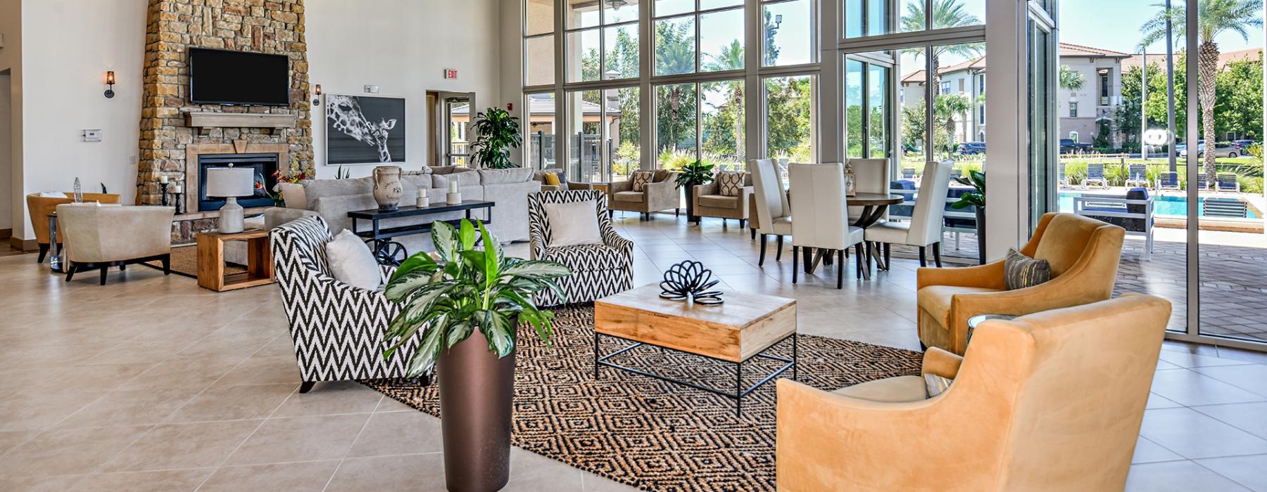 a large living room with a large glass ceiling